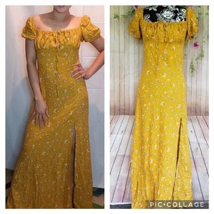 Smocked Maxi Dress - Mustard NWOT XS-Small